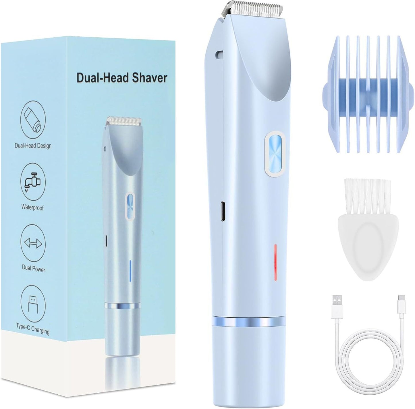 Flawless Glide 2-in-1 Womens Electric Shaver - Rechargeable, Dual-Head, Wet & Dry Hair Removal for Face & Body