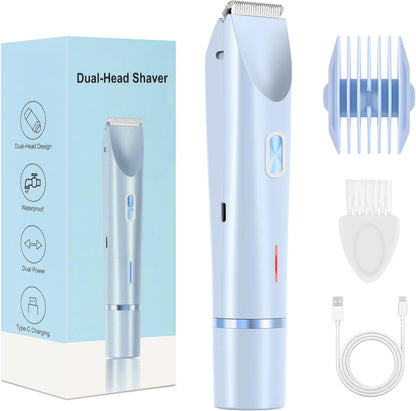 Flawless Glide 2-in-1 Womens Electric Shaver - Rechargeable, Dual-Head, Wet & Dry Hair Removal for Face & Body