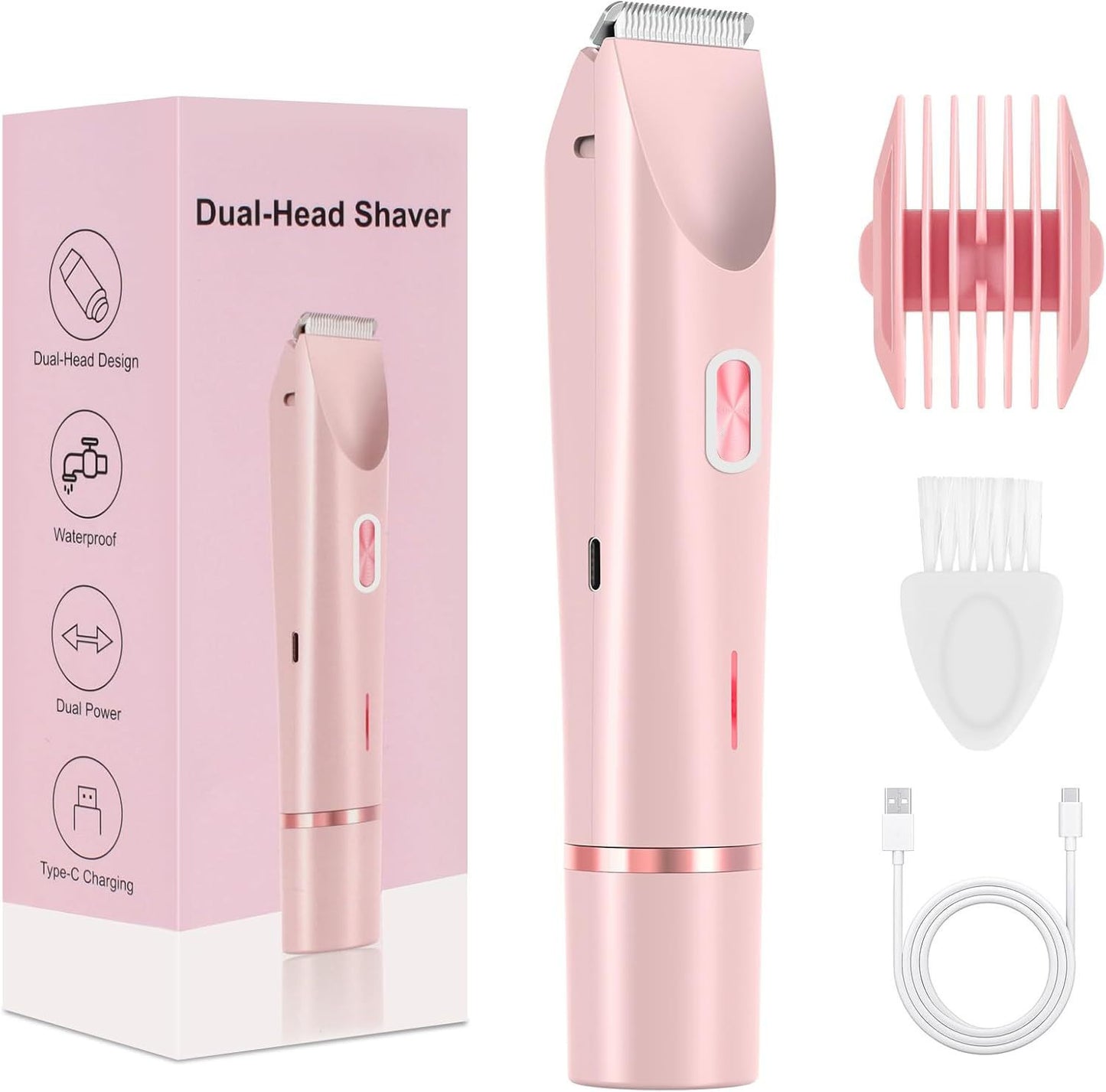Flawless Glide 2-in-1 Womens Electric Shaver - Rechargeable, Dual-Head, Wet & Dry Hair Removal for Face & Body