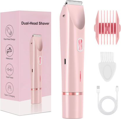 Flawless Glide 2-in-1 Womens Electric Shaver - Rechargeable, Dual-Head, Wet & Dry Hair Removal for Face & Body