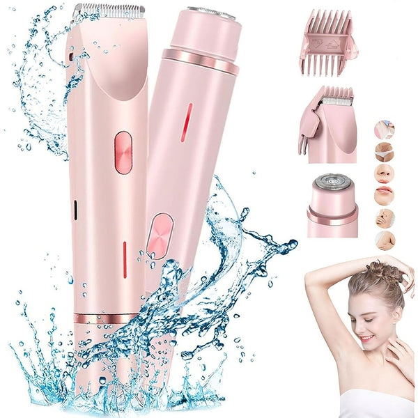 Flawless Glide 2-in-1 Womens Electric Shaver - Rechargeable, Dual-Head, Wet & Dry Hair Removal for Face & Body
