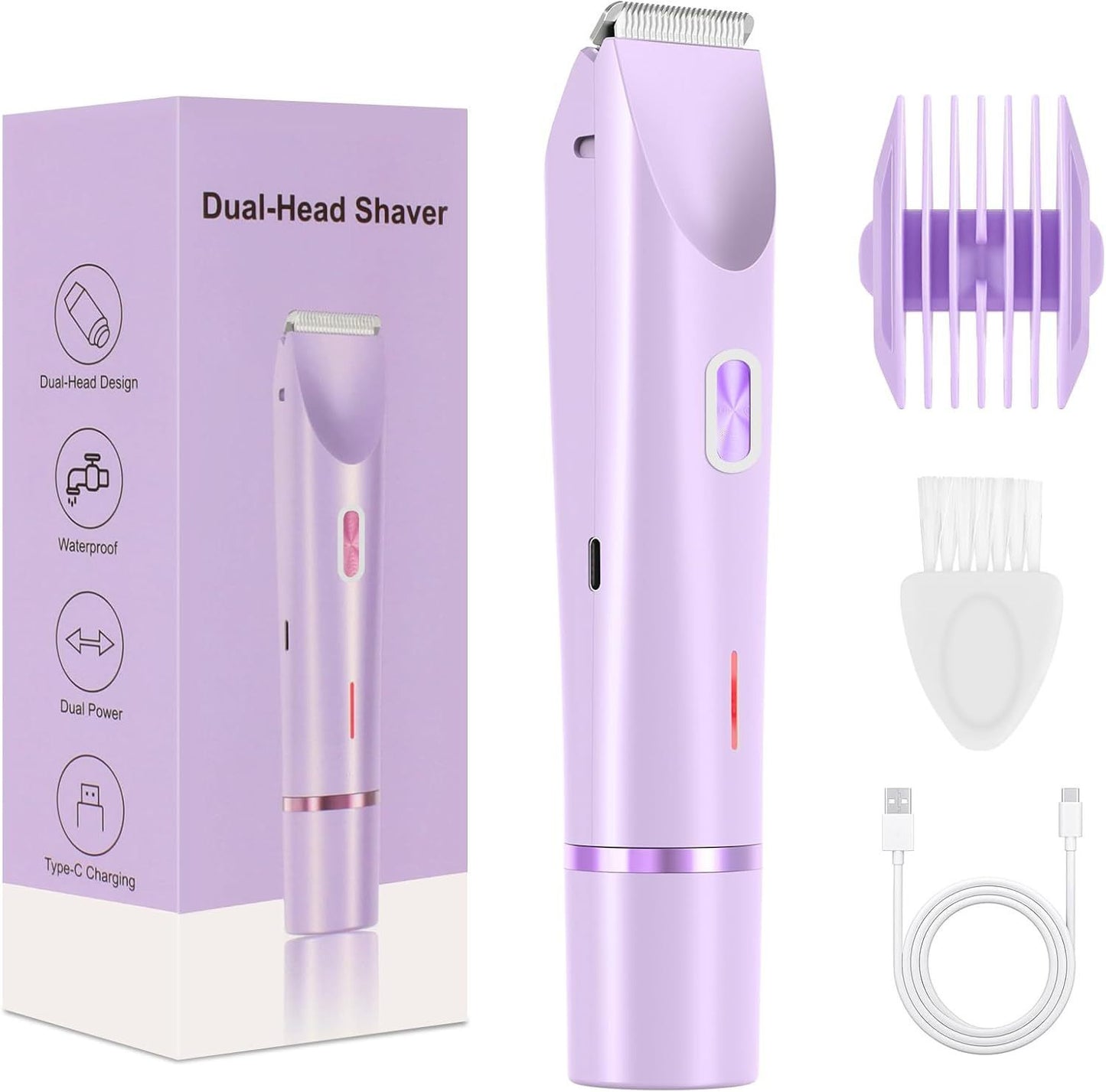 Flawless Glide 2-in-1 Womens Electric Shaver - Rechargeable, Dual-Head, Wet & Dry Hair Removal for Face & Body