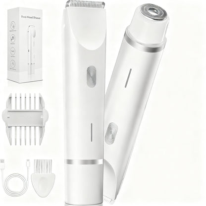 Flawless Glide 2-in-1 Womens Electric Shaver - Rechargeable, Dual-Head, Wet & Dry Hair Removal for Face & Body